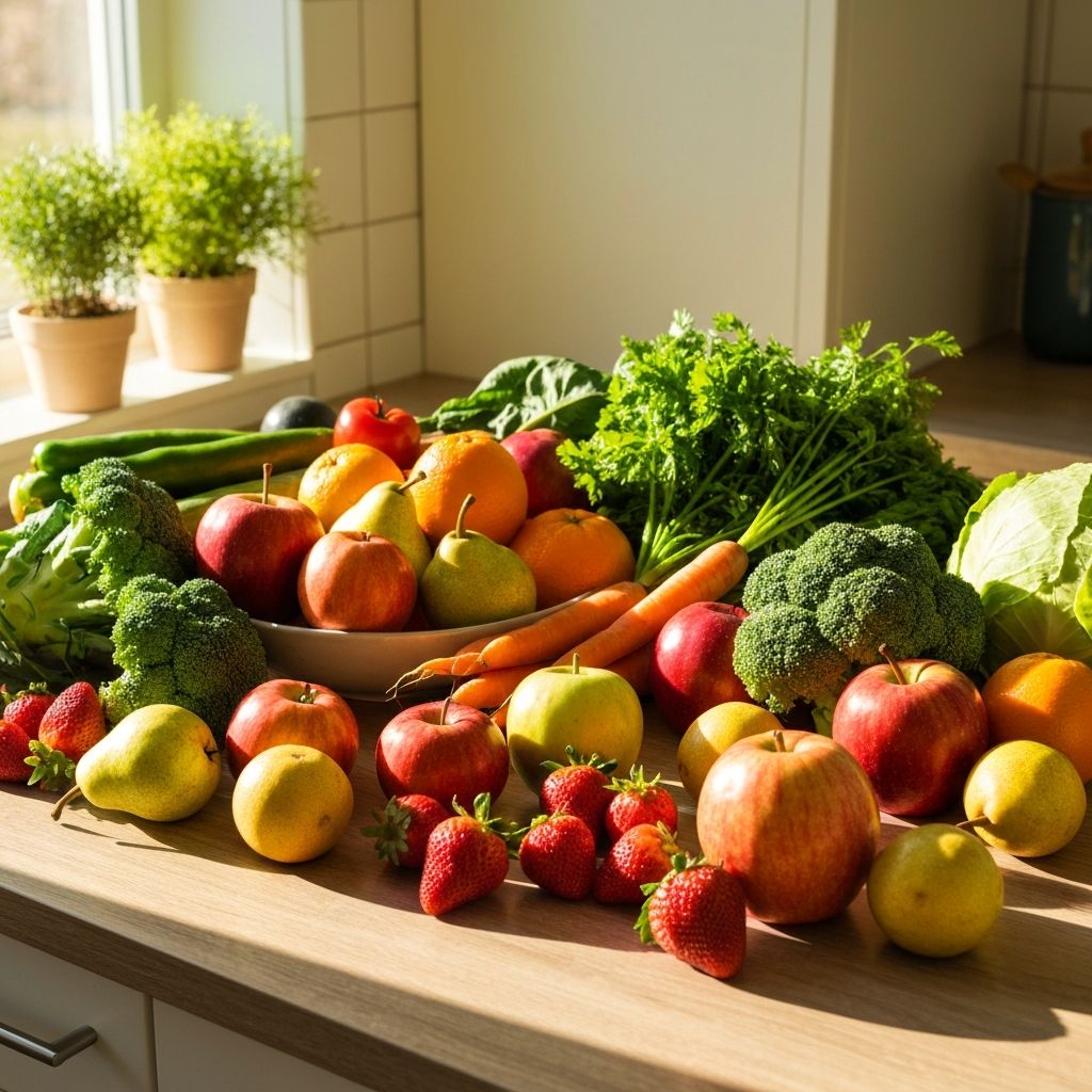 Balanced lifestyle with fresh fruits and vegetables